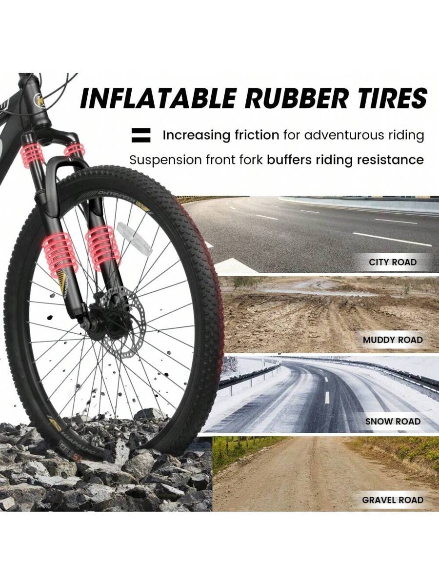 26 Inch Mountain Bike,21 Speed With High-Carbon Steel Frame Bike For Adults,Dual Disc Brake Mountain Bicycle For Men Womens Adult Bicycle