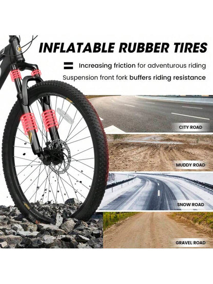 26 Inch Mountain Bike,21 Speed With High-Carbon Steel Frame Bike For Adults,Dual Disc Brake Mountain Bicycle For Men Womens Adult Bicycle