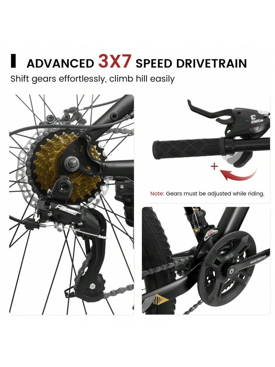 26 Inch Mountain Bike,21 Speed With High-Carbon Steel Frame Bike For Adults,Dual Disc Brake Mountain Bicycle For Men Womens Adult Bicycle