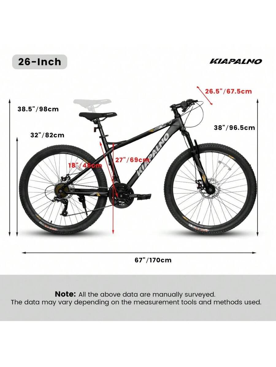 26 Inch Mountain Bike,21 Speed With High-Carbon Steel Frame Bike For Adults,Dual Disc Brake Mountain Bicycle For Men Womens Adult Bicycle