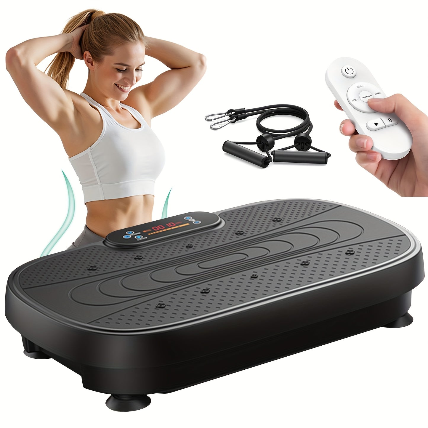 Vibration Plate Exercise Machine – 99 Speeds, 9 Programs, Remote & LED Display, Resistance Bands, Portable Home Gym Equipment